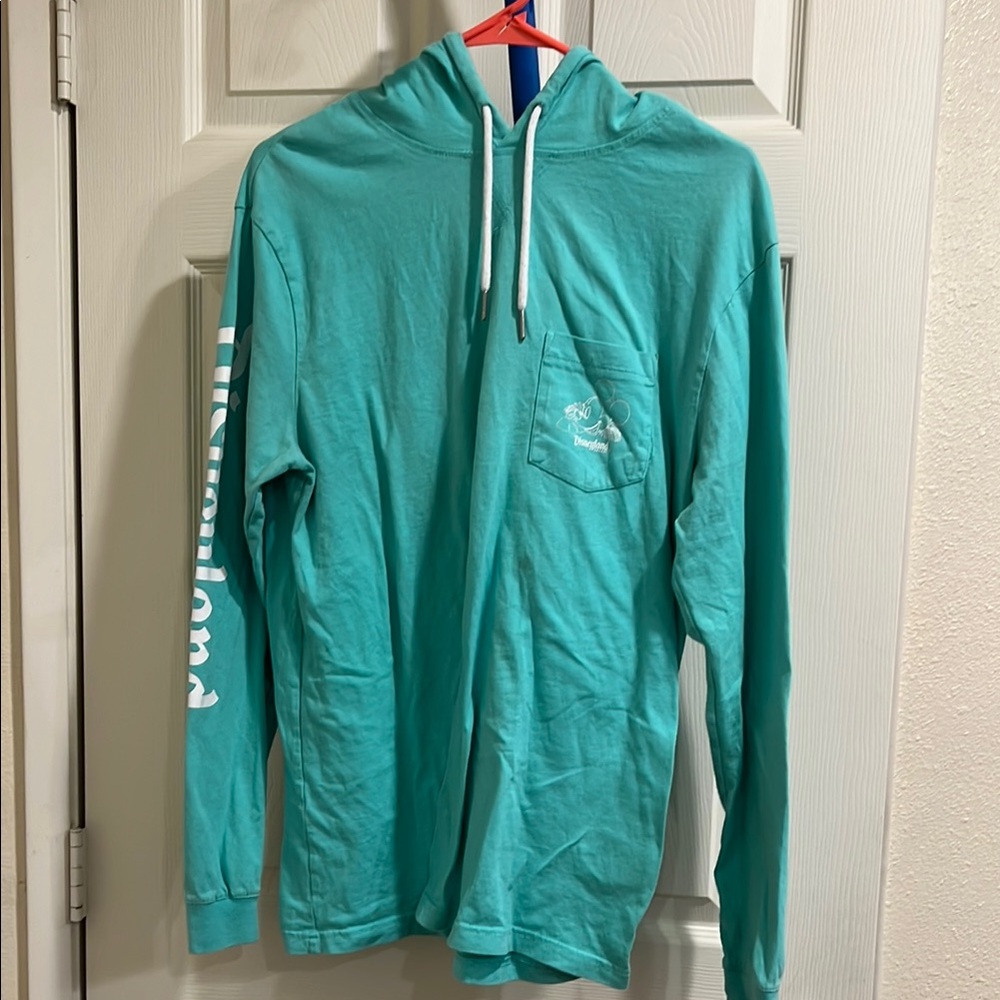 Women’s medium Disneyland  Long Sleeve Teal Hoodie Shirt